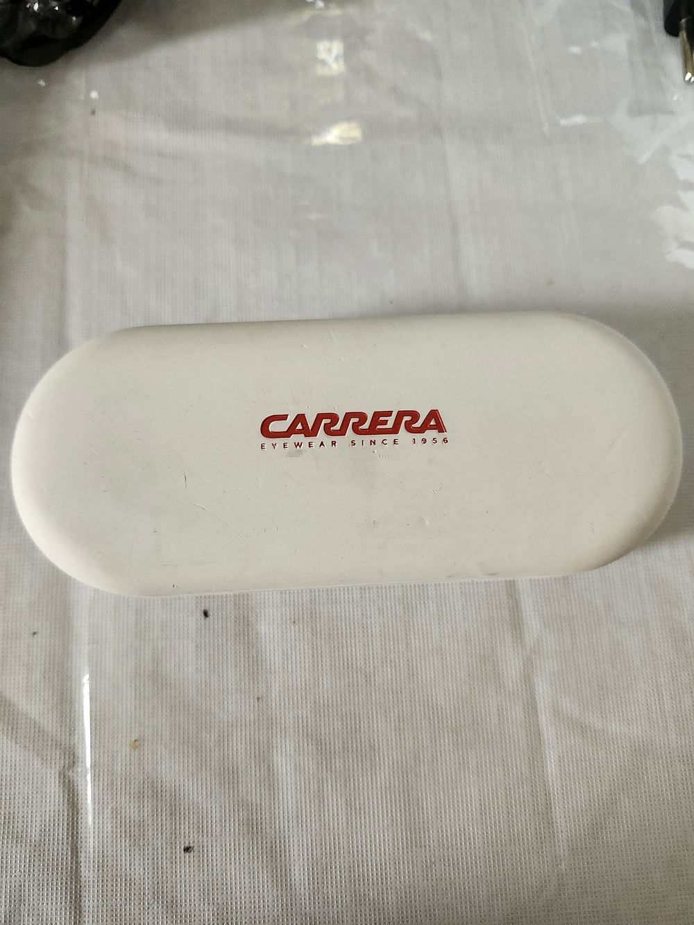 Carrera White Eyewear Case with Red Logo